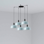 подвесной светильник серо-голубой глянцевый 5 плафонов