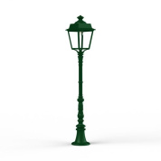 садовый фонарь на стойке с куполообразным плафоном зелёного оттенка