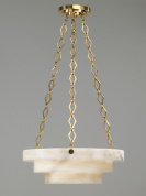 подвесной светильник с алебастровой чашей в латунном корпусе