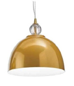 подвесной светильник с полусферическим металлическим плафоном и стеклянной вставкой