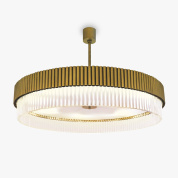 потолочная люстра с кольцевым корпусом и вертикальными стеклянными вставками