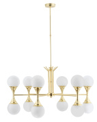 шестиламповый подвесной светильник с матовыми стеклянными шарами