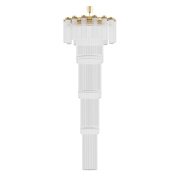 подвесная многоуровневая люстра с вертикальными рифлёными стеклянными секциями