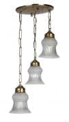 Usha Antique Brass Triple Hanging Lights подвесной светильник FOS Lighting No1-Usha5050-HL3