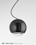подвесной потолочный светильник с глянцевым чёрным плафоном округлой формы