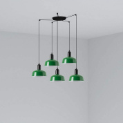 подвесной светильник чёрно-зелёный глянцевый 5 плафонов