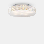 потолочный светильник с круглым хромированным корпусом и матовым рассеивателем IP20