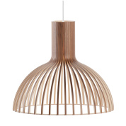 подвесной светильник с плафоном из орехового шпона и округлой формой