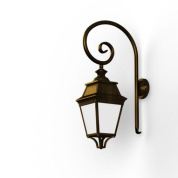 настенное бра бронзового оттенка с прозрачным плафоном на изогнутом держателе