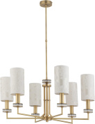 подвесная люстра на штанге с шестью цилиндрическими абажурами