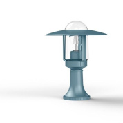 садовый светильник на ножке с купольным плафоном голубого оттенка