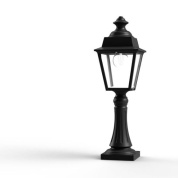 садовый светильник-столбик с фонарным плафоном в тёмном корпусе