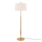 торшер с белым абажуром и металлической стойкой золотого цвета