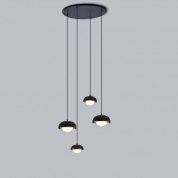 подвесной светильник с четырьмя цилиндрическими плафонами на тросах
