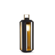 уличный аккумуляторный светильник с металлическим корпусом и вертикальными прорезями