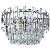 подвесная люстра с цилиндрическими кристаллами и хромированной арматурой