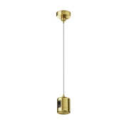 подвесной трековый светильник цилиндрической формы латунного цвета для трековой системы на стойках Flarity