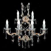 классическое настенное бра с несколькими рожками и кристальными подвесами