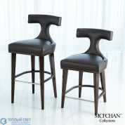 Anvil Back Counter Stool-Black Leather Global Views стул