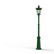 уличный фонарь-столб с прозрачным плафоном и зеленым корпусом