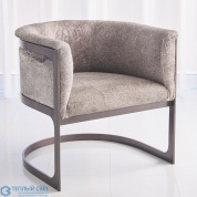 Regan Barrel Chair w/Grey Hair-on-Hide-Antique Gunmetal Global Views кресло