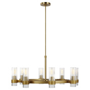 подвесная люстра с цилиндрическими стеклянными плафонами на горизонтальной рамке