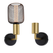 настенный бра с металлическим плафоном черно-золотого цвета и регулировкой яркости