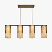 подвесная люстра с цилиндрическими плафонами в ряд