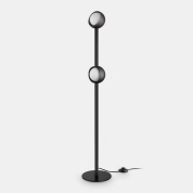 напольный светильник торшер с двумя шарообразными стеклянными плафонами на вертикальной стойке