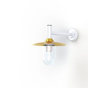 настенный светильник с металлическим плафоном белого цвета и бронзовым диском