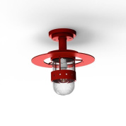 потолочный светильник с красным корпусом и полусферическим плафоном
