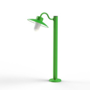 садовый светильник с плафоном на опоре зеленого цвета