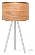 настольная лампа на треножной подставке с цилиндрическим абажуром из дерева