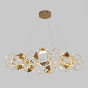 подвесная люстра с асимметричной композицией из многогранных металлических плафонов