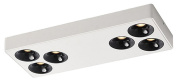 потолочный накладной светильник прямоугольной формы с четырьмя направленными модулями