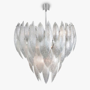 подвесная люстра с плафонами в форме листьев из прозрачного стекла