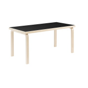 28300283 Aalto 80A artek Прямоугольный стол с чёрной столешницей и деревянными ножками