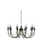 подвесная люстра с десятью рожками и декоративными элементами под свечи