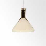 подвесной светильник с янтарным стеклянным плафоном конической формы