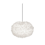 подвесной светильник с абажуром из перьев белого цвета