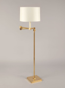 торшер с поворотным держателем и тканевым абажуром из латуни