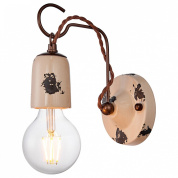 настенное бра с декоративным керамическим корпусом и открытой лампой в стиле ретро