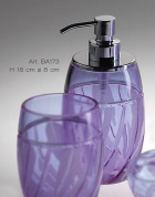 диспенсер для жидкого мыла из фиолетового стекла с рельефной поверхностью