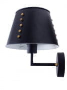 Industrial Black Tapered Shade Wall Lamp With Brass Rivets бра FOS Lighting Metal-Rivit-Blk-Shade-WL1