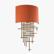 настенный светильник с металлической решёткой и текстильным абажуром