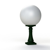 садовый светильник зелёного цвета с круглым плафоном на короткой ножке