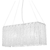 подвесная люстра с вытянутым прямоугольным каскадом из стеклянных подвесок