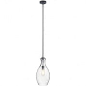 Everly 17.75" 1 Light Hour Glass Pendant Clear Glass Black подвесной светильник 42047BK Kichler