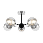 люстра с пятью зеркальными плафонами на черно-хромовом основании