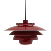 подвесной светильник с многослойным металлическим плафоном красного цвета